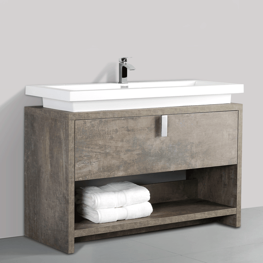 BAI 0754 Floor Standing 47-inch Bathroom Vanity Cabinet in Rustic Stone Finish