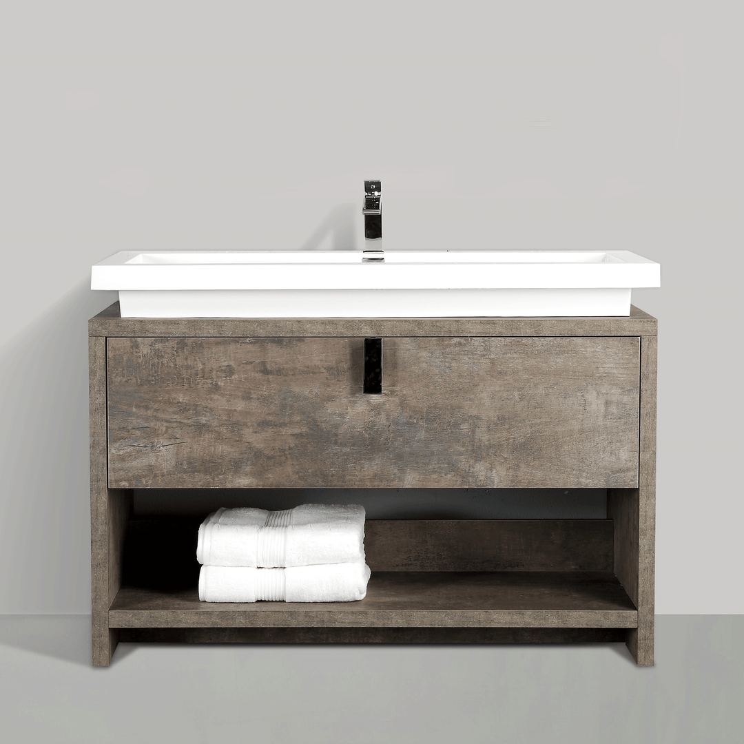 BAI 0754 Floor Standing 47-inch Bathroom Vanity Cabinet in Rustic Stone Finish