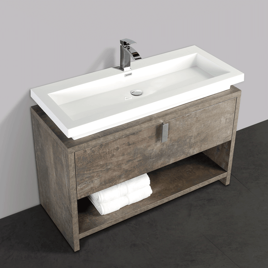 BAI 0754 Floor Standing 47-inch Bathroom Vanity Cabinet in Rustic Stone Finish