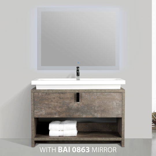 BAI 0754 Floor Standing 47-inch Bathroom Vanity Cabinet in Rustic Stone Finish