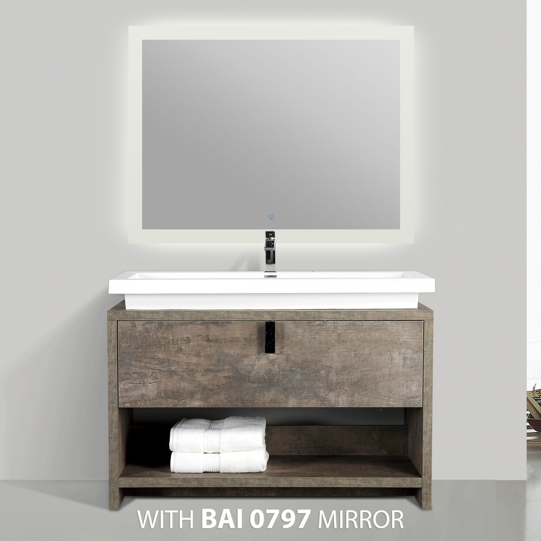 BAI 0754 Floor Standing 47-inch Bathroom Vanity Cabinet in Rustic Stone Finish