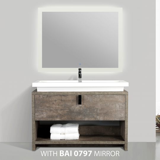 BAI 0754 Floor Standing 47-inch Bathroom Vanity Cabinet in Rustic Stone Finish