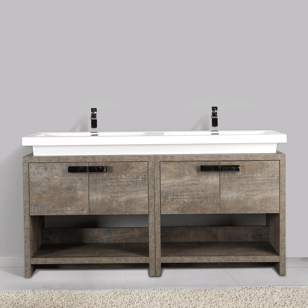 BAI 0755 Floor Standing 63-inch Bathroom Vanity Cabinet in Rustic Stone Finish