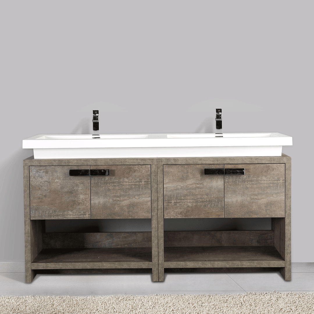 BAI 0755 Floor Standing 63-inch Bathroom Vanity Cabinet in Rustic Stone Finish