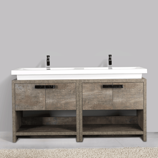 BAI 0755 Floor Standing 63-inch Bathroom Vanity Cabinet in Rustic Stone Finish