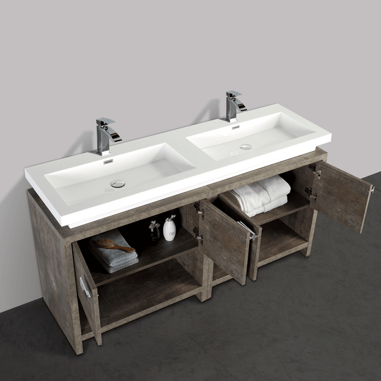 BAI 0755 Floor Standing 63-inch Bathroom Vanity Cabinet in Rustic Stone Finish