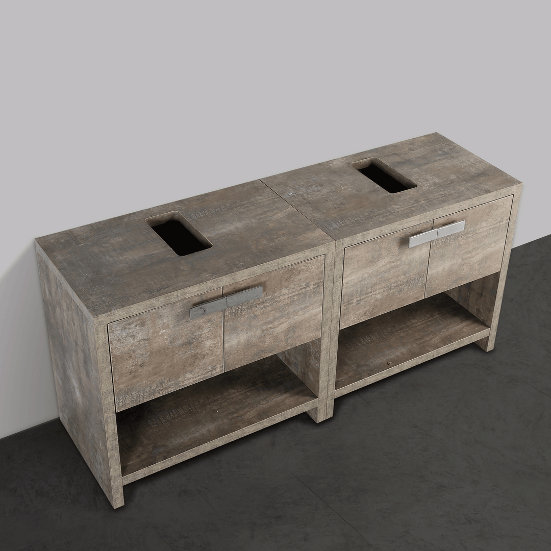 BAI 0755 Floor Standing 63-inch Bathroom Vanity Cabinet in Rustic Stone Finish