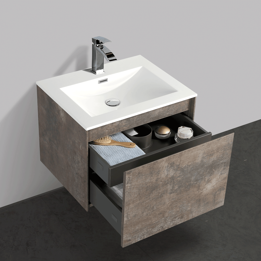 BAI 0756 Wall Hung 24-inch Bathroom Vanity in Rustic Stone Finish