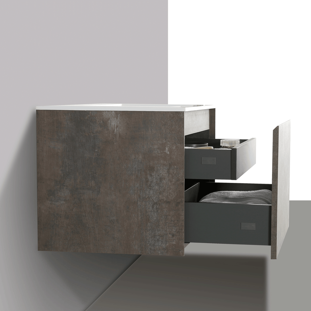 BAI 0756 Wall Hung 24-inch Bathroom Vanity in Rustic Stone Finish