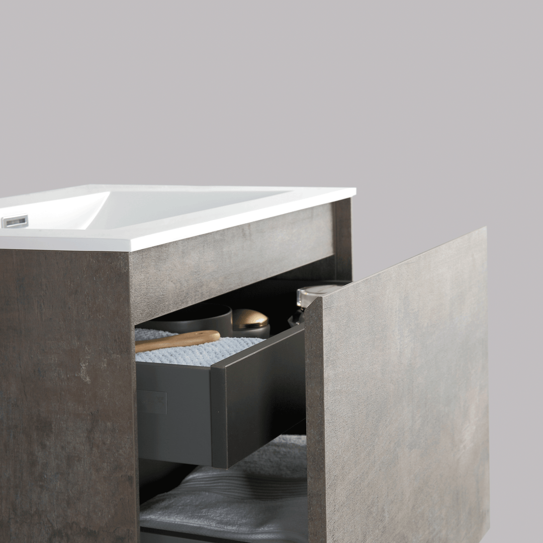 BAI 0756 Wall Hung 24-inch Bathroom Vanity in Rustic Stone Finish