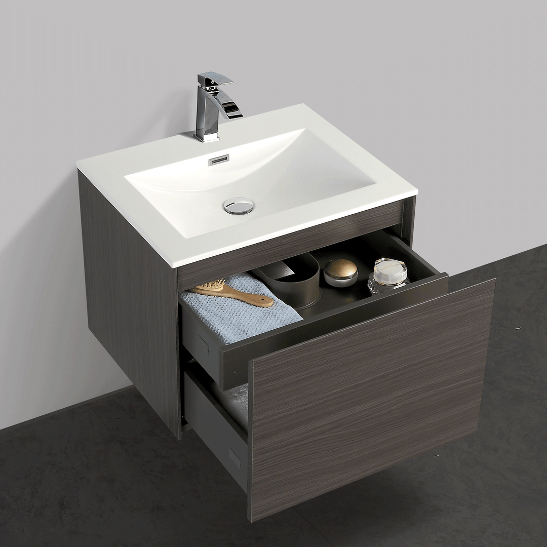 BAI 0757 Wall Hung 24-inch Bathroom Vanity in Graphite Wood Finish