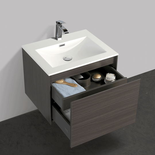 BAI 0757 Wall Hung 24-inch Bathroom Vanity in Graphite Wood Finish