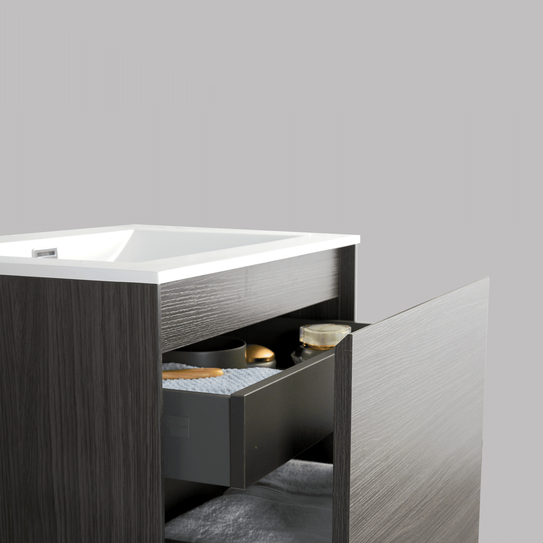 BAI 0757 Wall Hung 24-inch Bathroom Vanity in Graphite Wood Finish