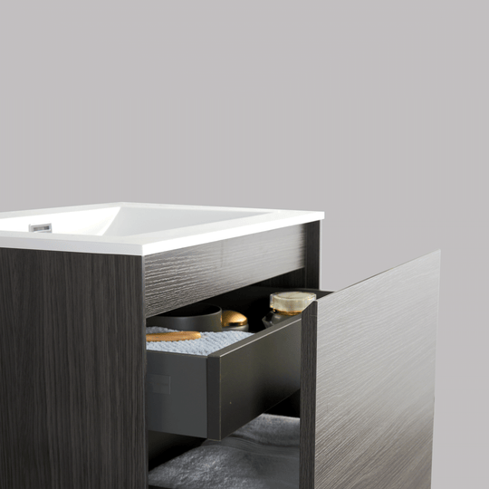 BAI 0757 Wall Hung 24-inch Bathroom Vanity in Graphite Wood Finish