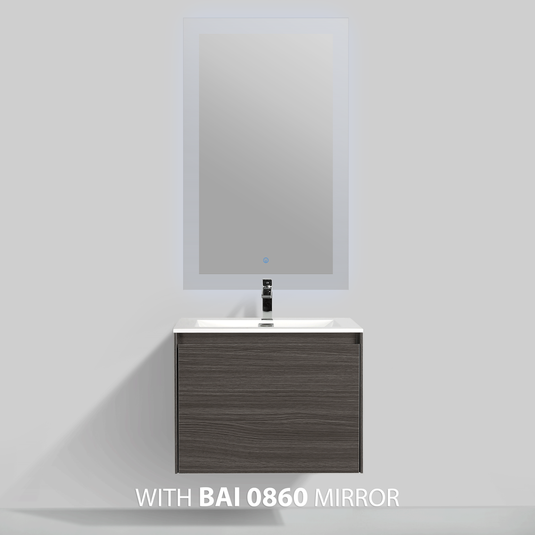 BAI 0757 Wall Hung 24-inch Bathroom Vanity in Graphite Wood Finish