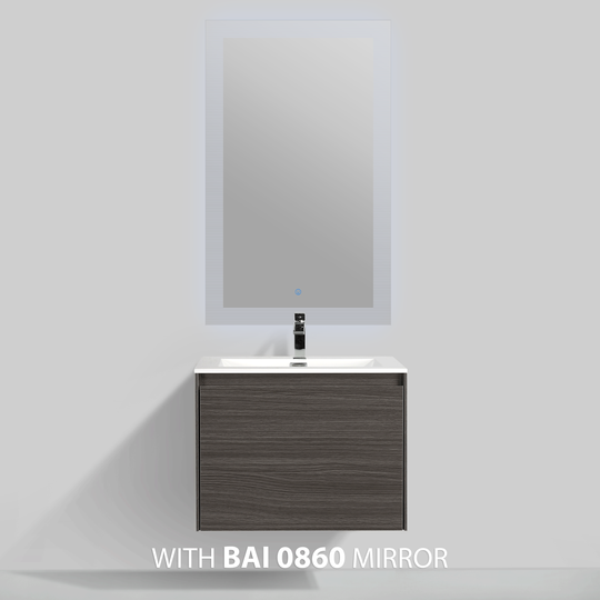 BAI 0757 Wall Hung 24-inch Bathroom Vanity in Graphite Wood Finish