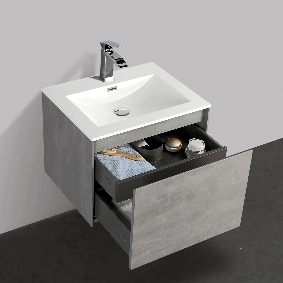 BAI 0758 Wall Hung 24-inch Bathroom Vanity in Stone Gray Finish