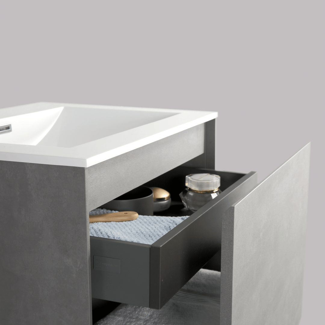 BAI 0758 Wall Hung 24-inch Bathroom Vanity in Stone Gray Finish