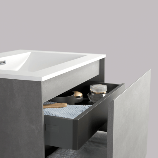 BAI 0758 Wall Hung 24-inch Bathroom Vanity in Stone Gray Finish