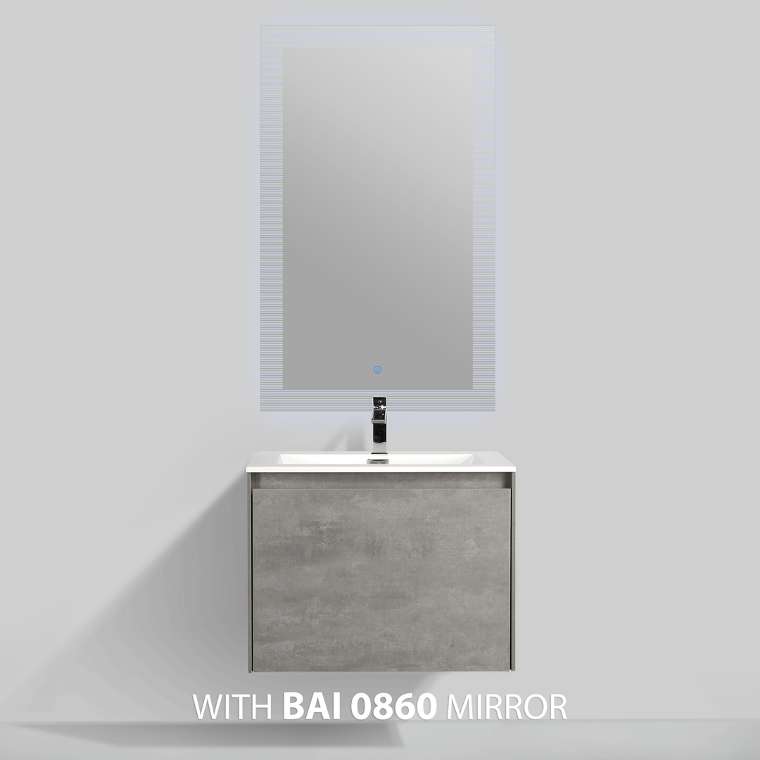BAI 0758 Wall Hung 24-inch Bathroom Vanity in Stone Gray Finish
