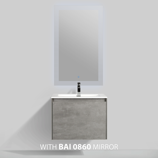 BAI 0758 Wall Hung 24-inch Bathroom Vanity in Stone Gray Finish
