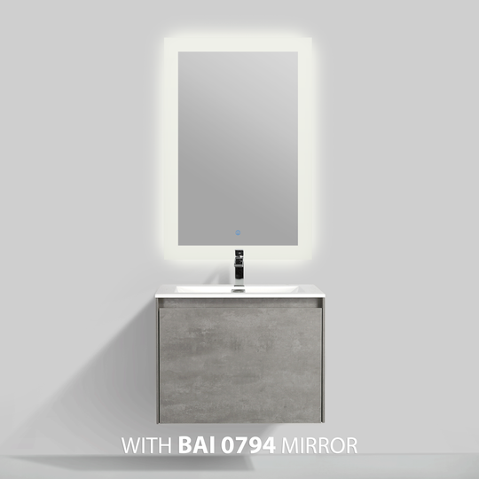 BAI 0758 Wall Hung 24-inch Bathroom Vanity in Stone Gray Finish