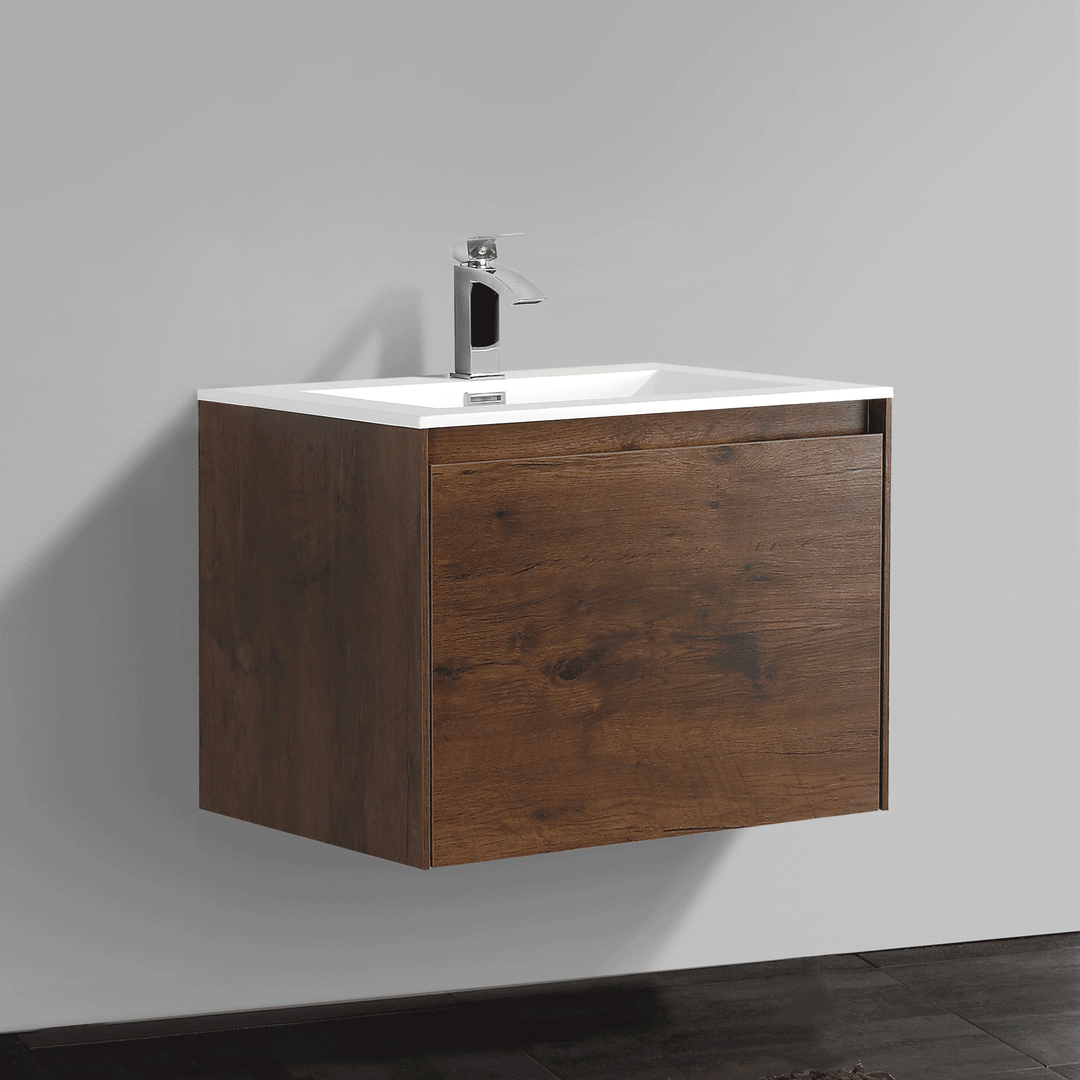 BAI 0759 Wall Hung 24-inch Bathroom Vanity in Rose Wood Finish