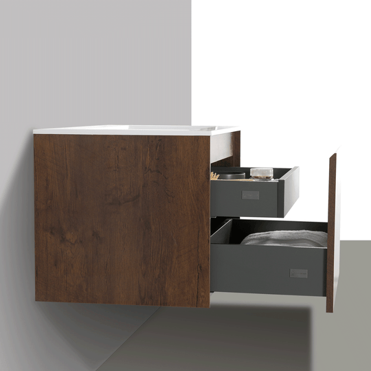 BAI 0759 Wall Hung 24-inch Bathroom Vanity in Rose Wood Finish