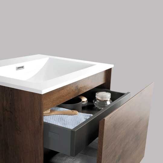 BAI 0759 Wall Hung 24-inch Bathroom Vanity in Rose Wood Finish