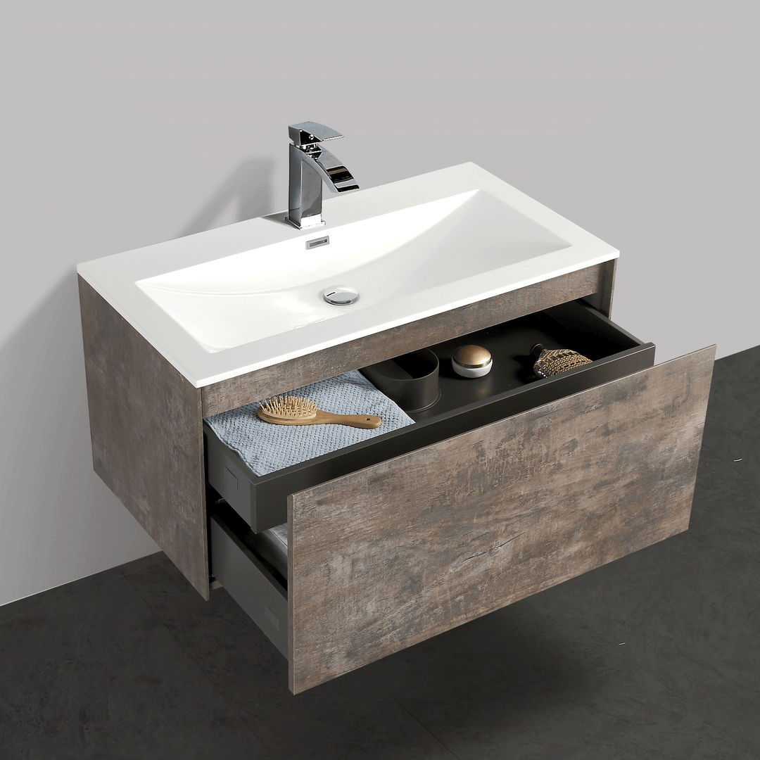 BAI 0760 Wall Hung 36-inch Bathroom Vanity in Rustic Stone Finish