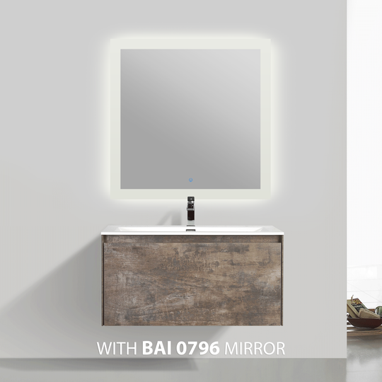 BAI 0760 Wall Hung 36-inch Bathroom Vanity in Rustic Stone Finish