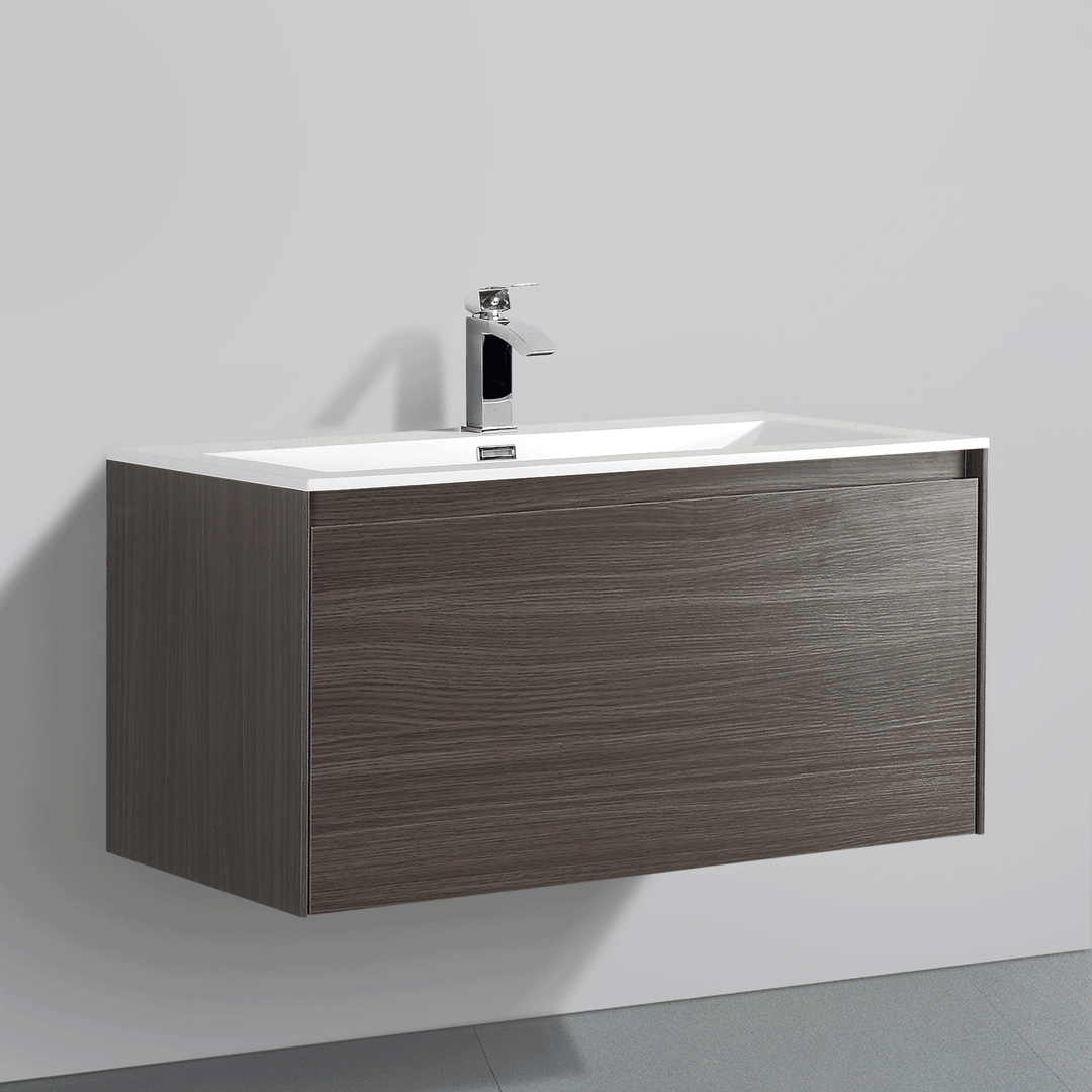 BAI 0761 Wall Hung 36-inch Bathroom Vanity in Graphite Wood Finish