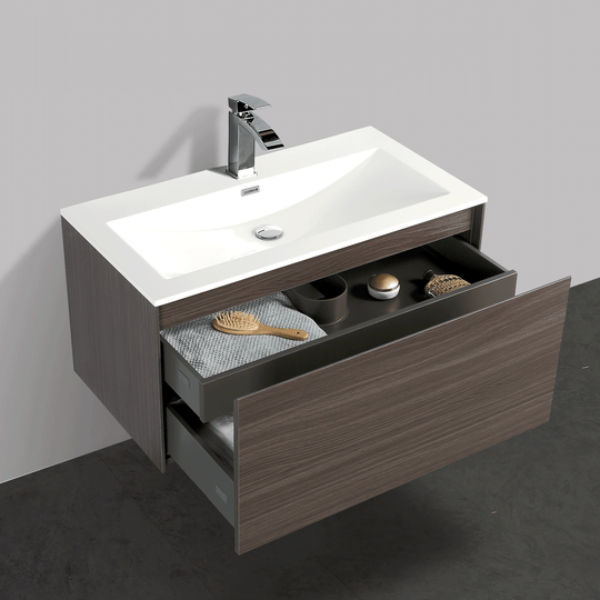 BAI 0761 Wall Hung 36-inch Bathroom Vanity in Graphite Wood Finish