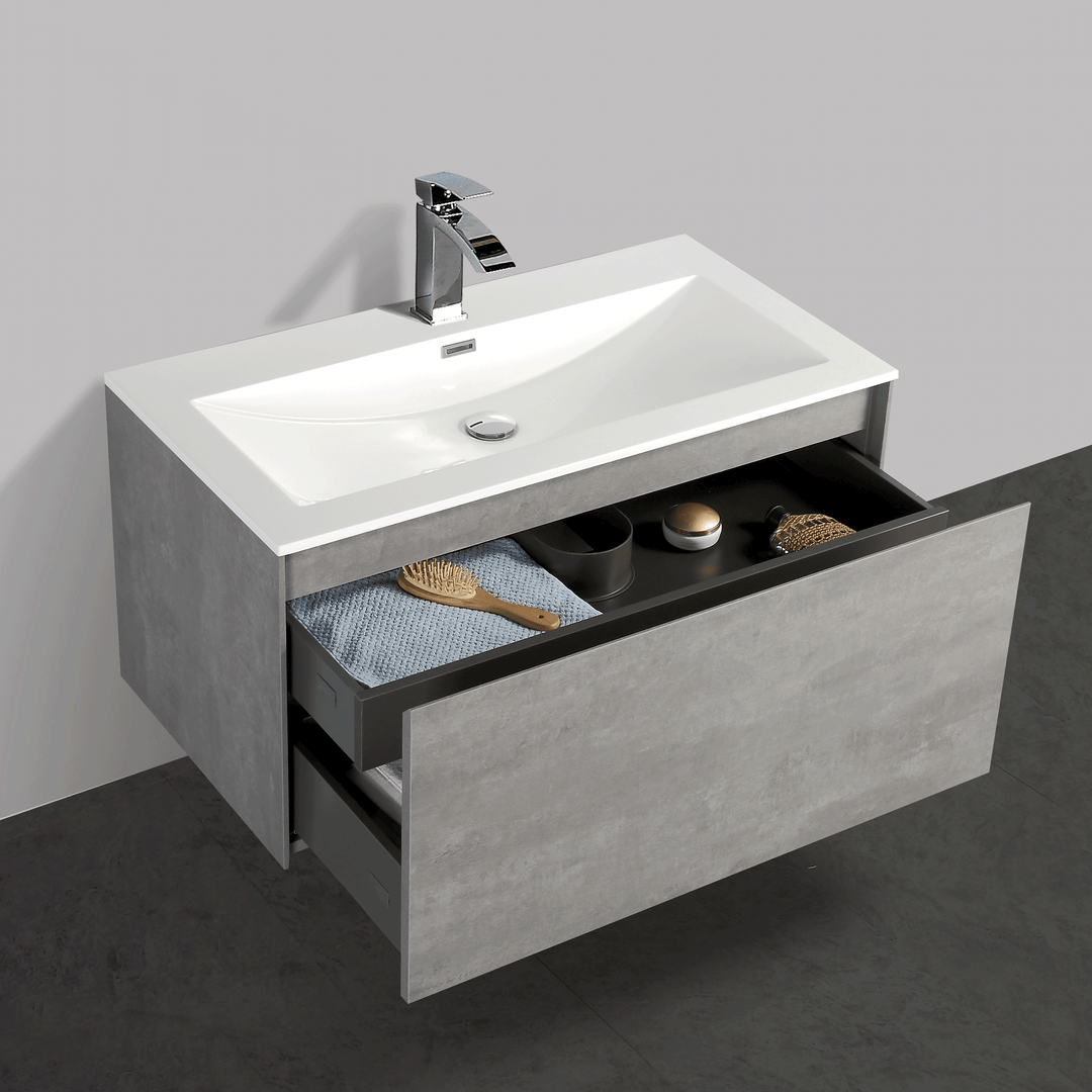 BAI 0762 Wall Hung 36-inch Bathroom Vanity in Stone Gray Finish