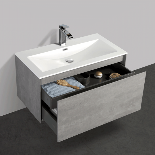 BAI 0762 Wall Hung 36-inch Bathroom Vanity in Stone Gray Finish