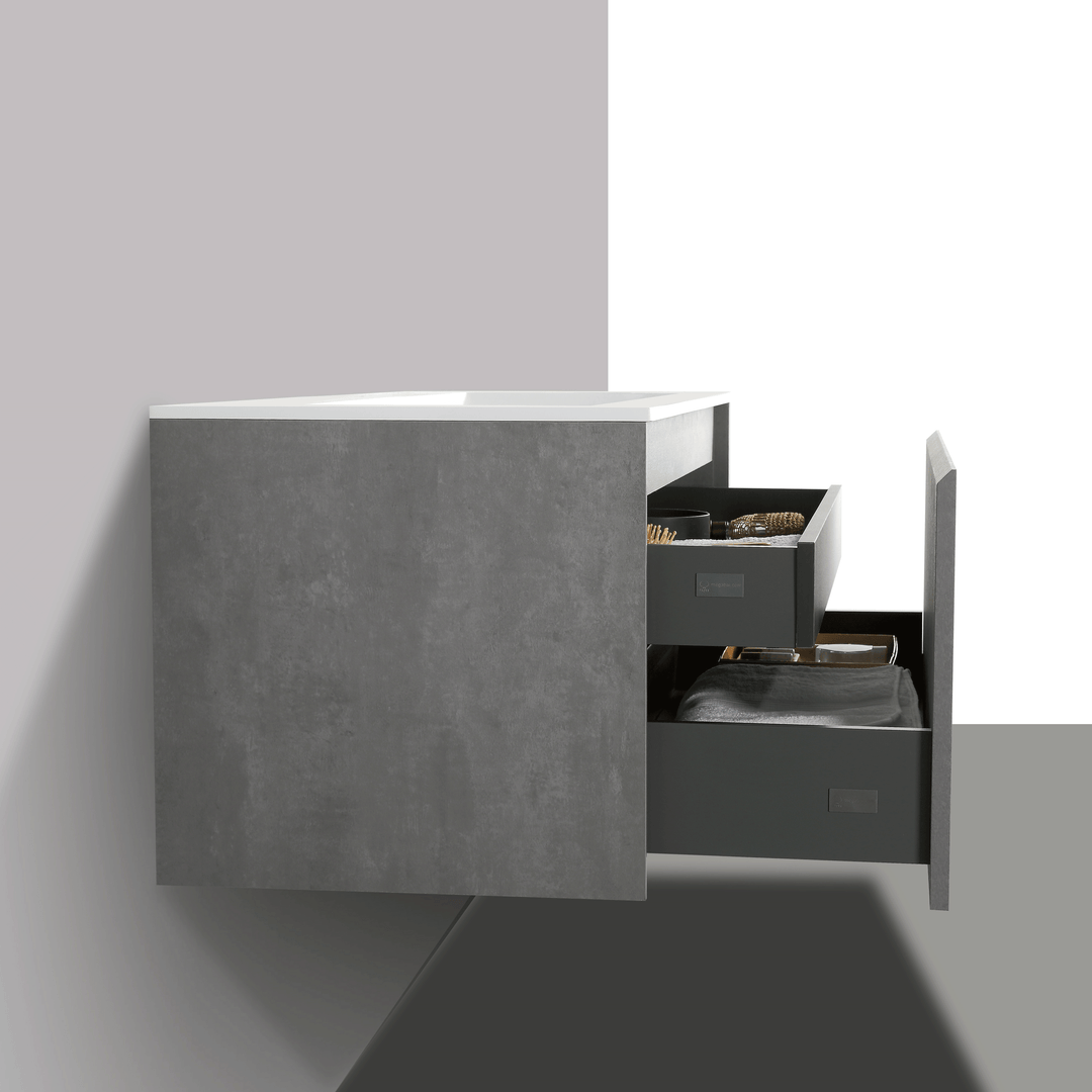 BAI 0762 Wall Hung 36-inch Bathroom Vanity in Stone Gray Finish