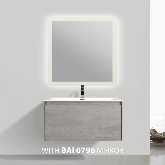 BAI 0762 Wall Hung 36-inch Bathroom Vanity in Stone Gray Finish