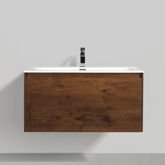 BAI 0763 Wall Hung 36-inch Bathroom Vanity in Rose Wood Finish