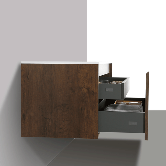 BAI 0763 Wall Hung 36-inch Bathroom Vanity in Rose Wood Finish