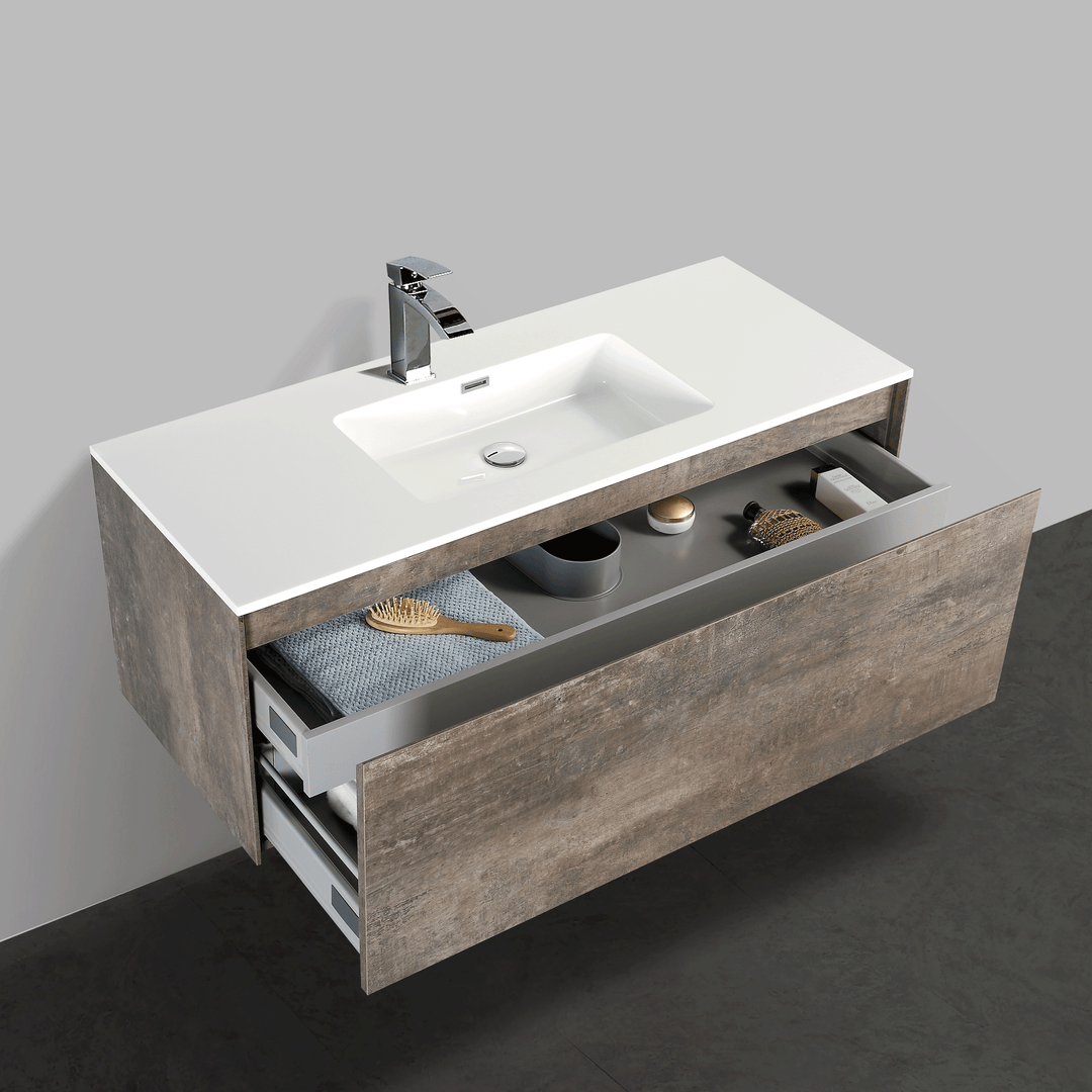 BAI 0764 Wall Hung 47-inch Bathroom Vanity in Rustic Stone Finish