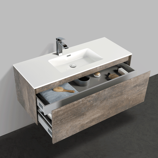 BAI 0764 Wall Hung 47-inch Bathroom Vanity in Rustic Stone Finish