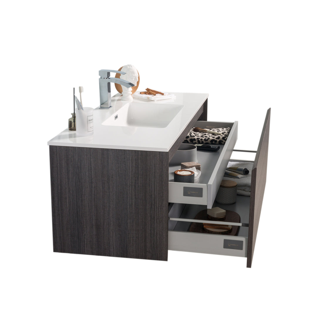 BAI 0765 Wall Hung 47-inch Bathroom Vanity in Graphite Wood Finish