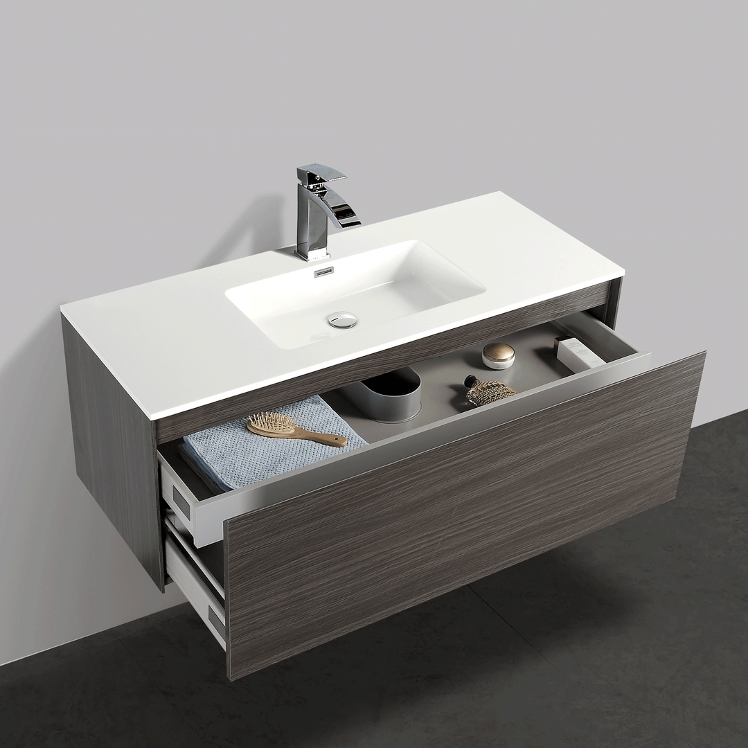 BAI 0765 Wall Hung 47-inch Bathroom Vanity in Graphite Wood Finish