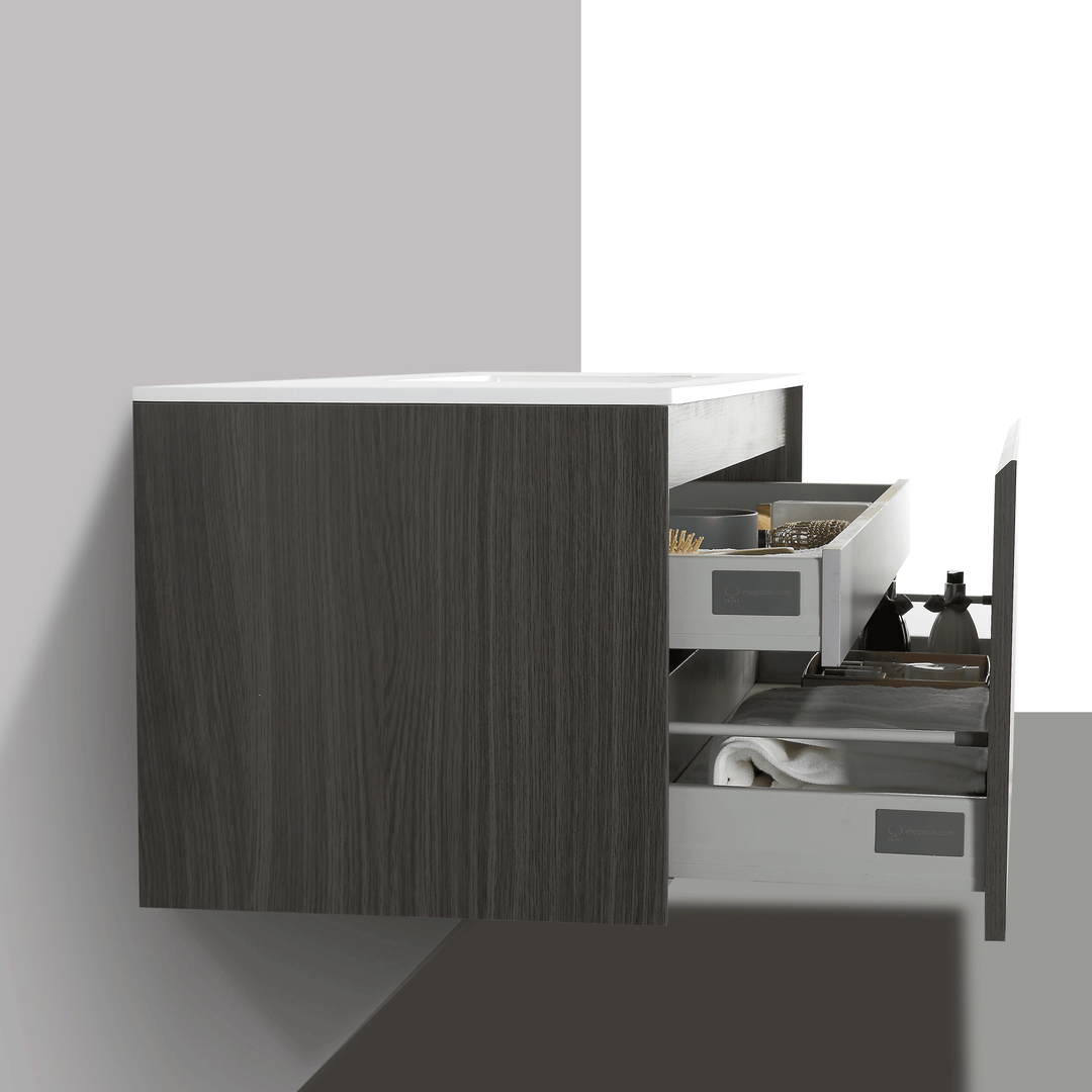 BAI 0765 Wall Hung 47-inch Bathroom Vanity in Graphite Wood Finish