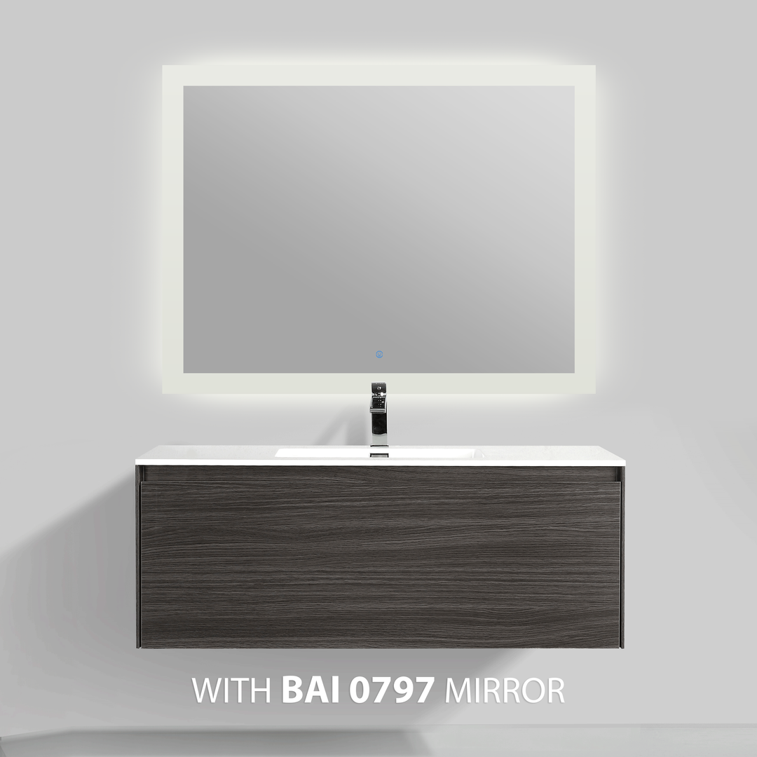 BAI 0765 Wall Hung 47-inch Bathroom Vanity in Graphite Wood Finish