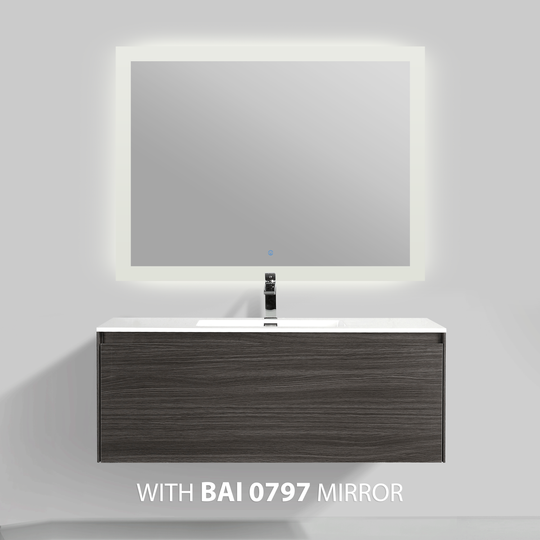 BAI 0765 Wall Hung 47-inch Bathroom Vanity in Graphite Wood Finish