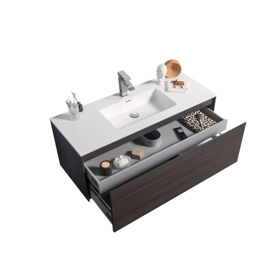 BAI 0765 Wall Hung 47-inch Bathroom Vanity in Graphite Wood Finish