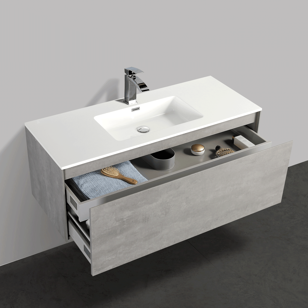 BAI 0766 Wall Hung 47-inch Bathroom Vanity in Stone Gray Finish