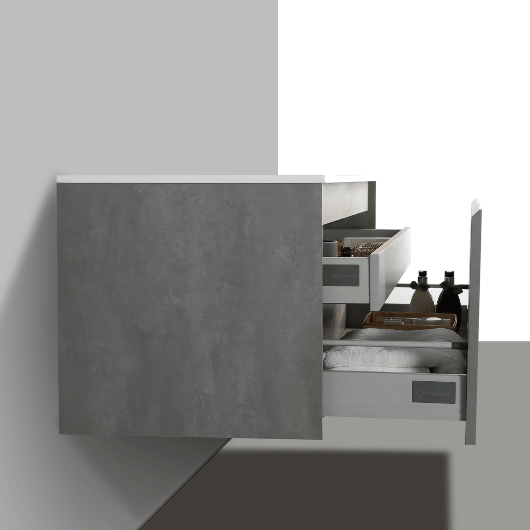 BAI 0766 Wall Hung 47-inch Bathroom Vanity in Stone Gray Finish