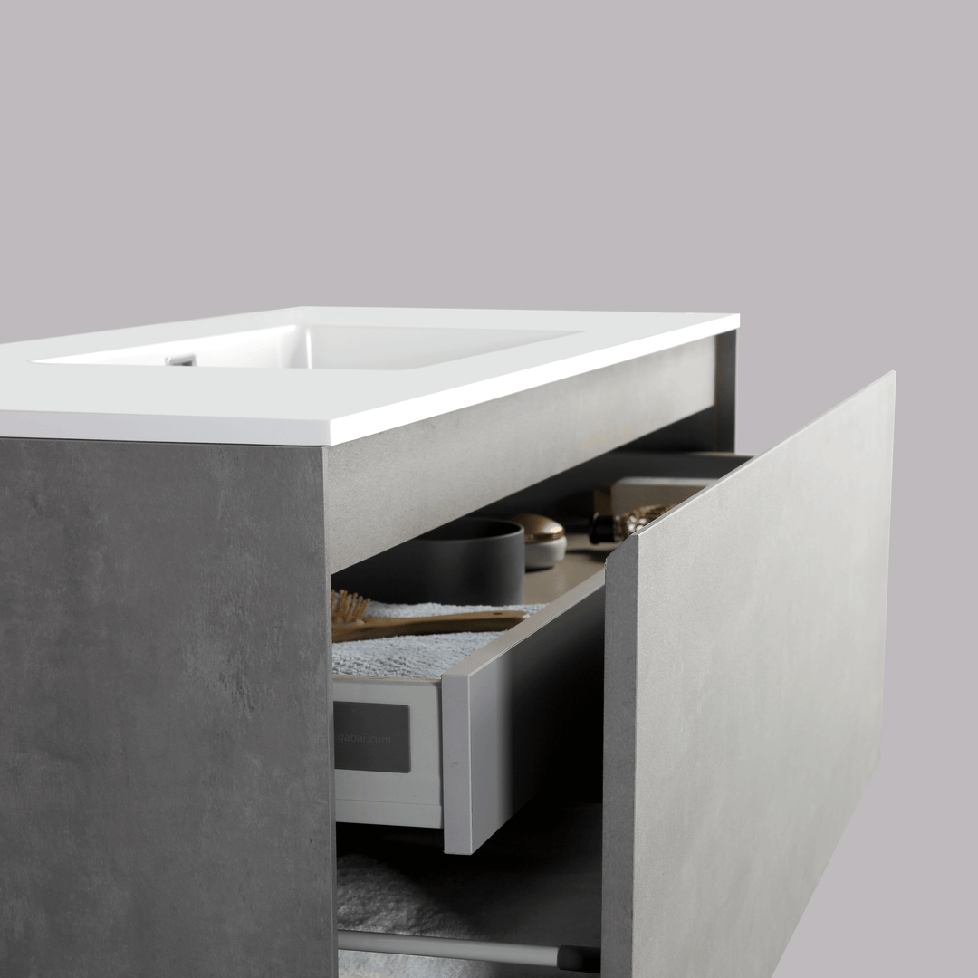 BAI 0766 Wall Hung 47-inch Bathroom Vanity in Stone Gray Finish